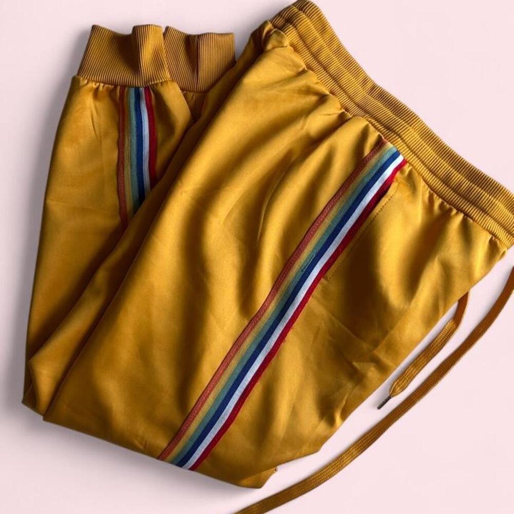 New look mustard rainbow stripe